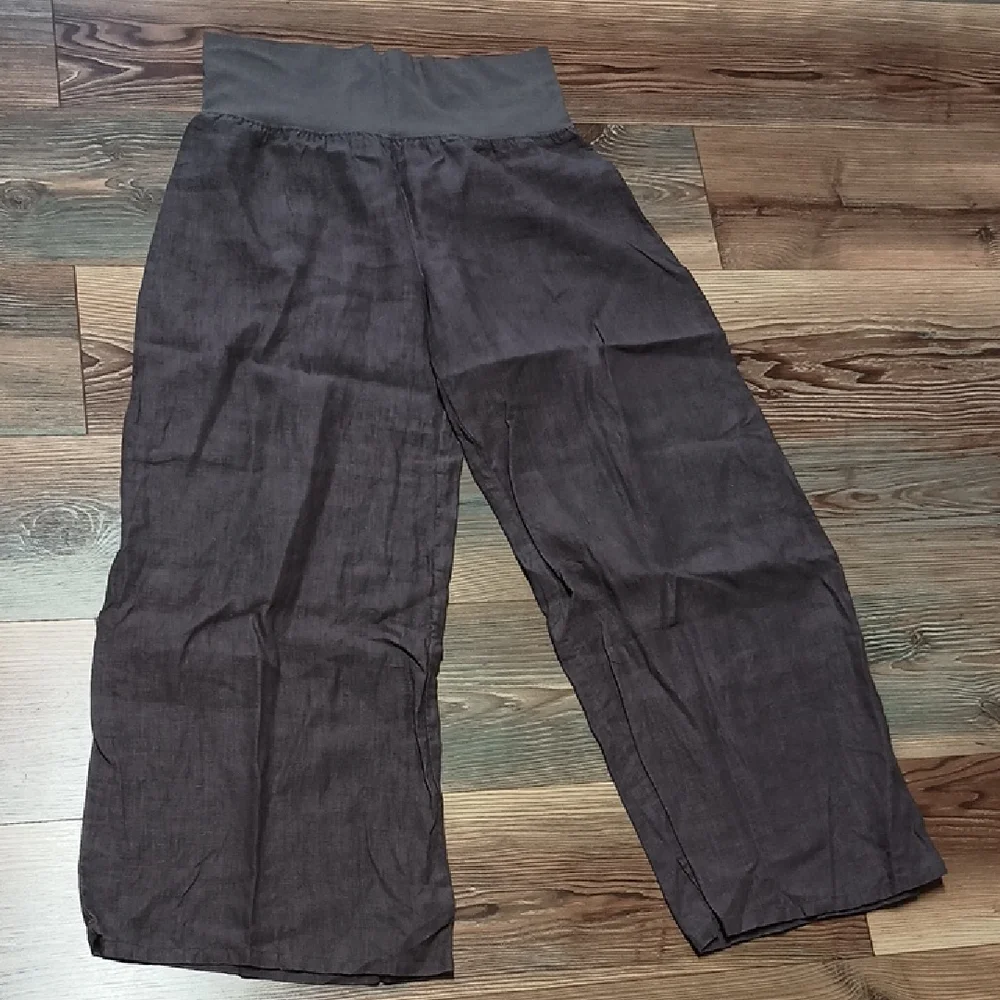 Gray Linen Wide Leg Pants - Picture 1 of 2